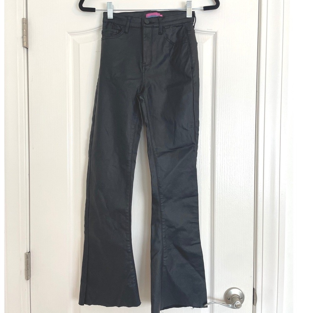 Edikted Black Faux Leather Flare Pants XS Streetwear Goth Grunge Y2K Indie Punk
